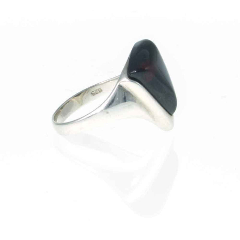 Modernist Design Red Amber Silver Ring. Size M 1/2 UK (6 1/2 US)