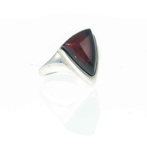 Modernist Design Red Amber Silver Ring