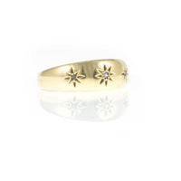 Edwardian 18K Yellow Gold 3 Stone Diamond ‘Gypsy’ Ring