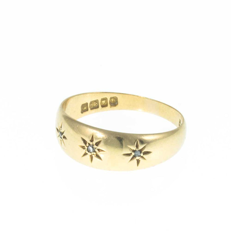 Edwardian 18K Yellow Gold 3 Stone Diamond ‘Gypsy’ Ring