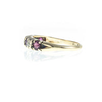 Vintage 9ct Yellow Gold Ruby and Diamond Half Eternity Ring. Size N 1/2 (UK) 6 3/4 (US)