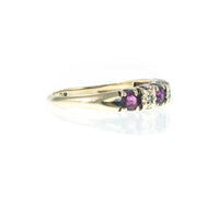 Vintage 9ct Yellow Gold Ruby and Diamond Half Eternity Ring. Size N 1/2 (UK) 6 3/4 (US)