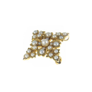 Petite Edwardian 18ct Gold Pearl Floral Pendant/Brooch