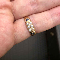 Antique Double Row Pearl & Sapphire Ring