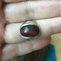 Modernist 1970s Vintage Sterling Silver Domed Tigers Eye Ring