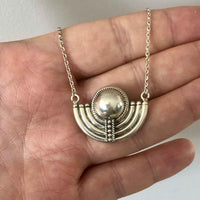 Vintage Art Deco Inspired Silver Necklace 04