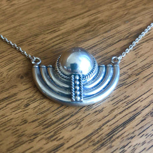 Vintage Art Deco Inspired Silver Necklace 02