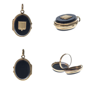 French 18ct Gold Antique Mourning Locket  - All Angles