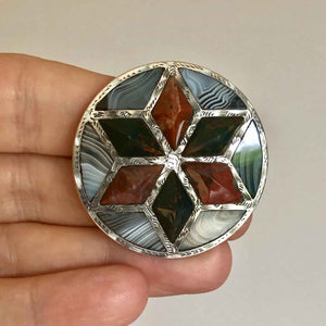 Scottish Agate Antique Silver Brooch - In Hand