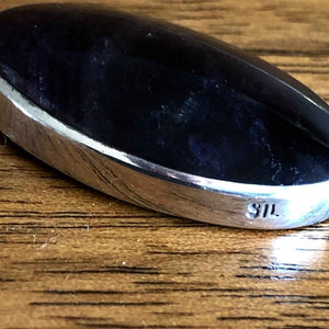 Vintage Blue John Oval Silver Pendant with 'SIL' mark