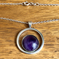 Modernist Vintage Scottish Silver Amethyst Pendant - Jewellery Hound 004