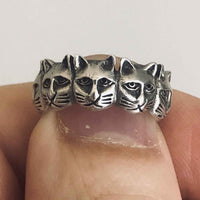 Vintage Silver Cat Ring in Hand indoors