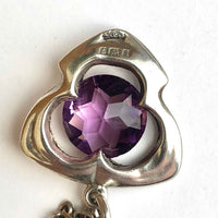 Antique Sterling Silver & Amethyst Pendant by Pendleton and Sons 1908 Hallmarked
