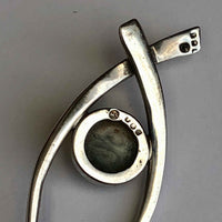 Hallmarked Vintage Sterling Silver Moss Agate Pendant by Malcolm Gray