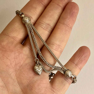 Antique Sterling Silver Albertina Bracelet in Hand