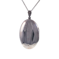 Back of Large Vintage Engraved Silver Oval Locket - With a 22” Long Silver Chain