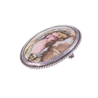 Vintage Sterling Silver Victorian Style Miniature Portrait Brooch
