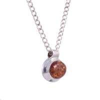 Minimalist Vintage Sterling Silver Amber Pendant - Jewellery Hound Vintage Jewellery