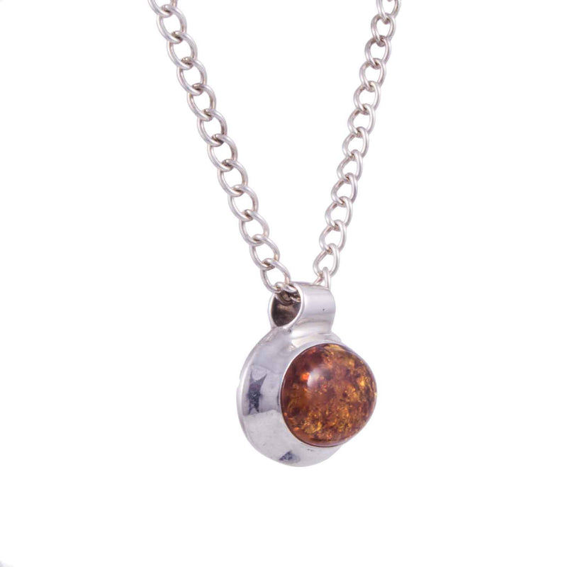Minimalist Vintage Sterling Silver Amber Pendant - Jewellery Hound Vintage Jewellery