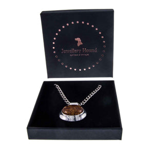 Minimalist Vintage Sterling Silver Amber Pendant in Jewellery Hound Box