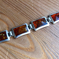 Vintage Natural Amber Minimalist Panel Bracelet