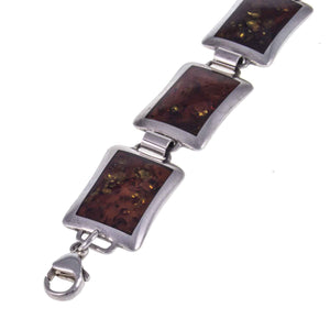 Vintage Natural Amber Minimalist Panel Bracelet Clasp