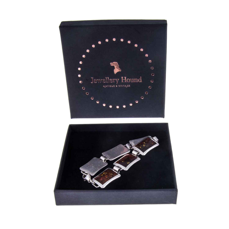 Vintage Natural Amber Minimalist Panel Bracelet - Jewellery Hound Boxed
