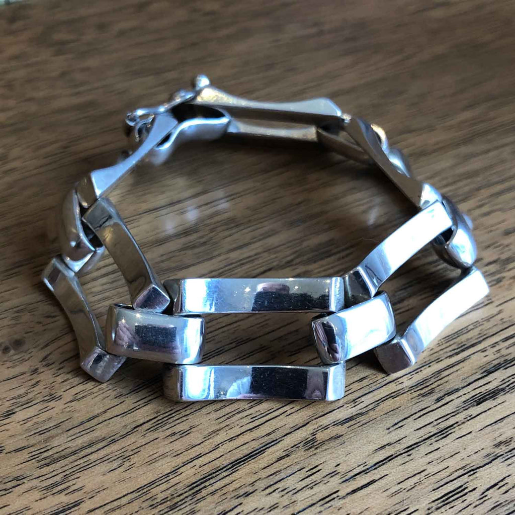 Chunky Vintage Egyptian Silver Gate Bracelet.- Jewellery Hound