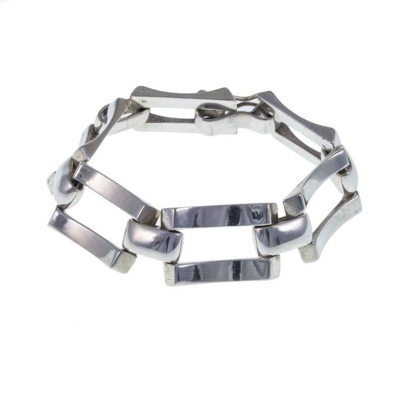 Chunky Vintage Egyptian Silver Gate Bracelet.