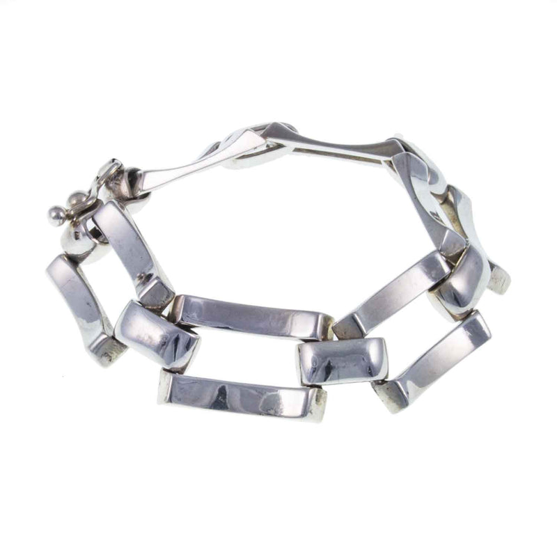 Chunky Vintage Egyptian Silver Gate Bracelet