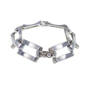 Chunky Vintage Egyptian Silver Gate Bracelet.