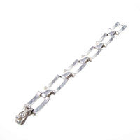 Chunky Vintage Egyptian Silver Gate Bracelet lying Flat