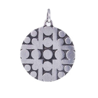 Retro Design 1960s Sterling Silver Disc Pendant. Face On