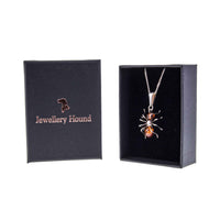 Vintage Silver and Amber Spider Pendant and Chain in a Jewellery Hound Box