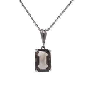 Vintage Smokey Quartz Silver Pendant Hanging and Facing Straight on