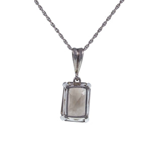 Back of Hanging Vintage Smokey Quartz Silver Pendant