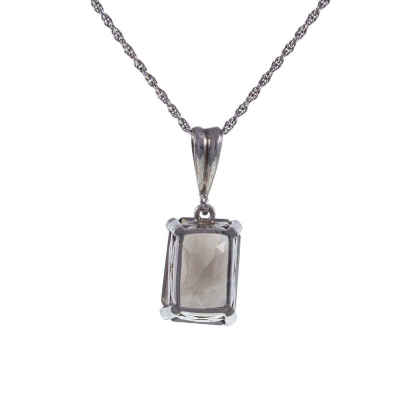 Back of Hanging Vintage Smokey Quartz Silver Pendant