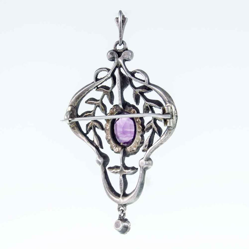 Antique Belle Epoque Amethyst Paste Pendant/Brooch