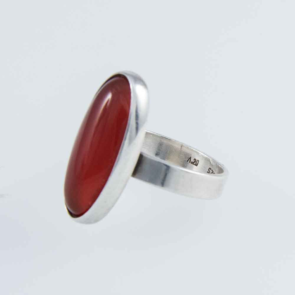 Vintage Red Carnelian Minimalist Ring. Stamped 925