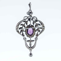 Antique Belle Epoque Amethyst Paste Pendant/Brooch