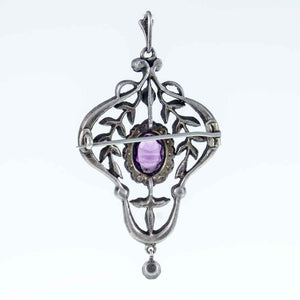 Antique Belle Epoque Amethyst Paste Pendant/Brooch