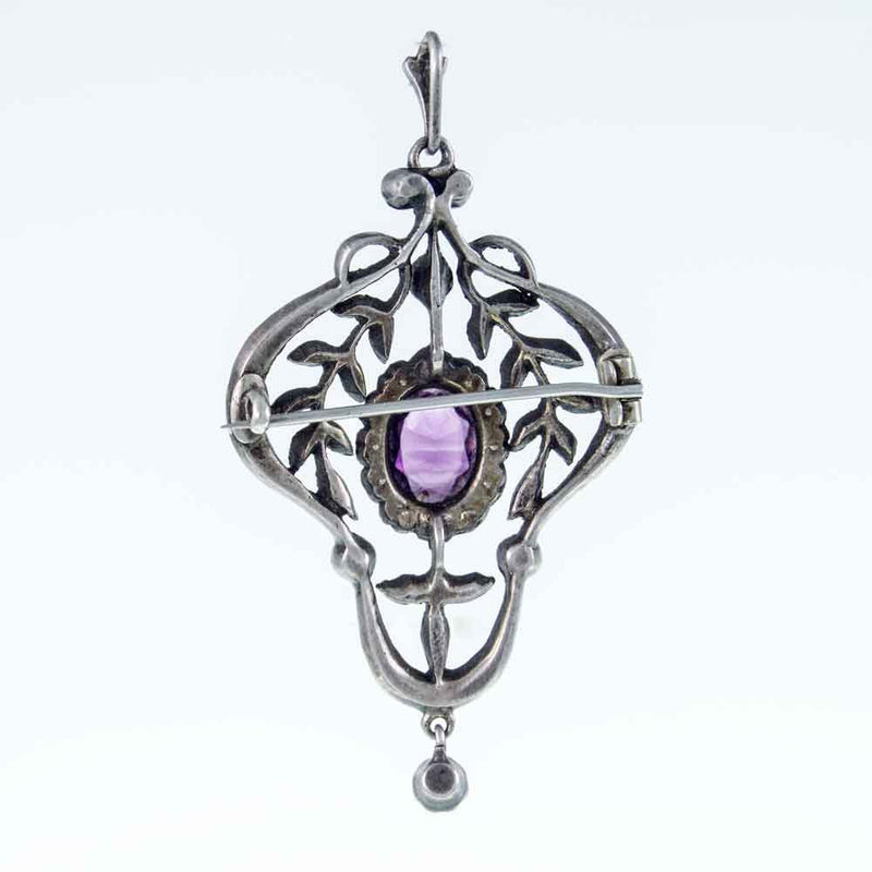 Antique Belle Epoque Amethyst Paste Pendant/Brooch