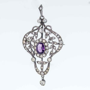 Antique Belle Epoque Amethyst Paste Pendant/Brooch