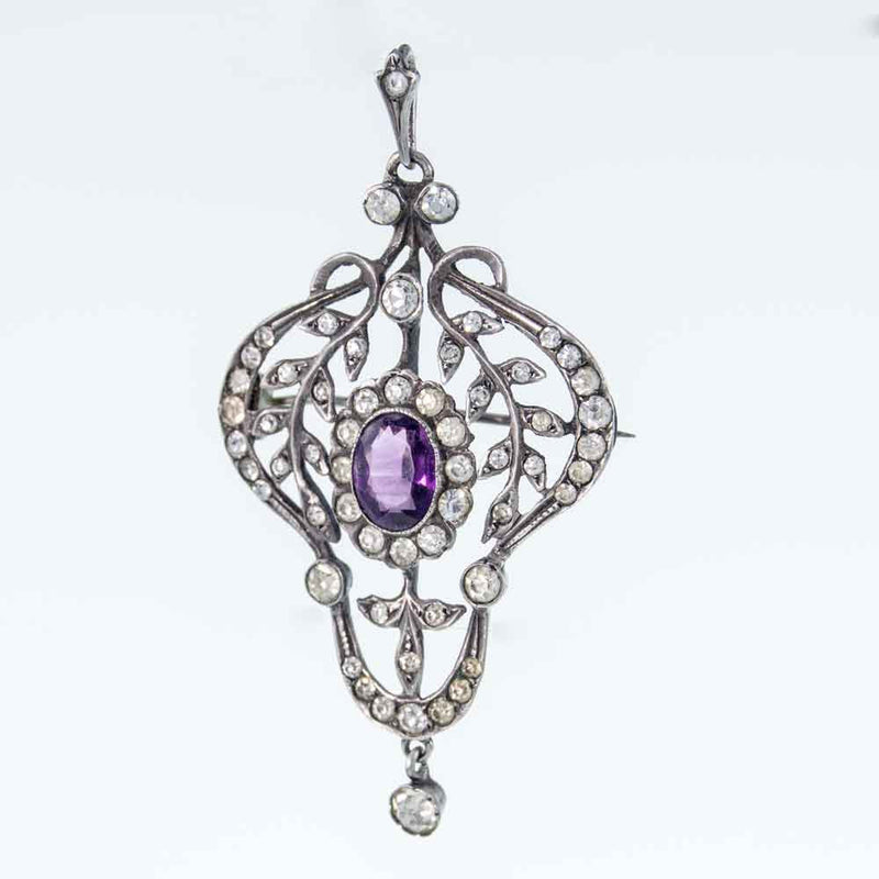 Antique Belle Epoque Amethyst Paste Pendant/Brooch