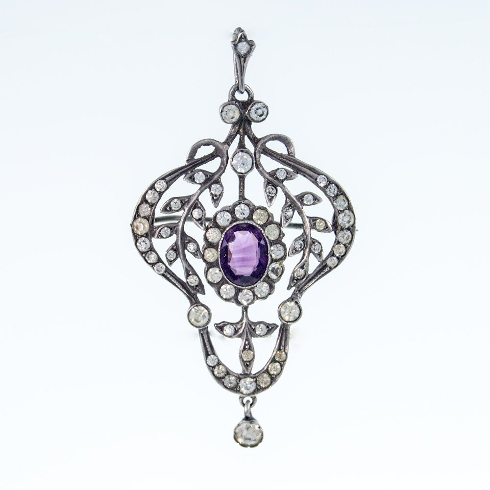 Antique Belle Epoque Amethyst Paste Pendant/Brooch