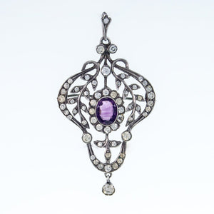 Antique Belle Epoque Amethyst Paste Pendant/Brooch