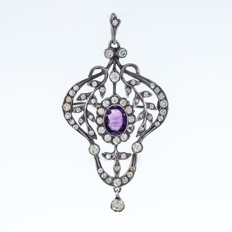 Antique Belle Epoque Amethyst Paste Pendant/Brooch