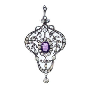 Antique Belle Epoque Amethyst Paste Pendant/Brooch