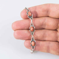 Vintage Silver Red Goldstone Bracelet in Hand