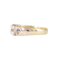Antique Double Row Pearl & Sapphire Ring